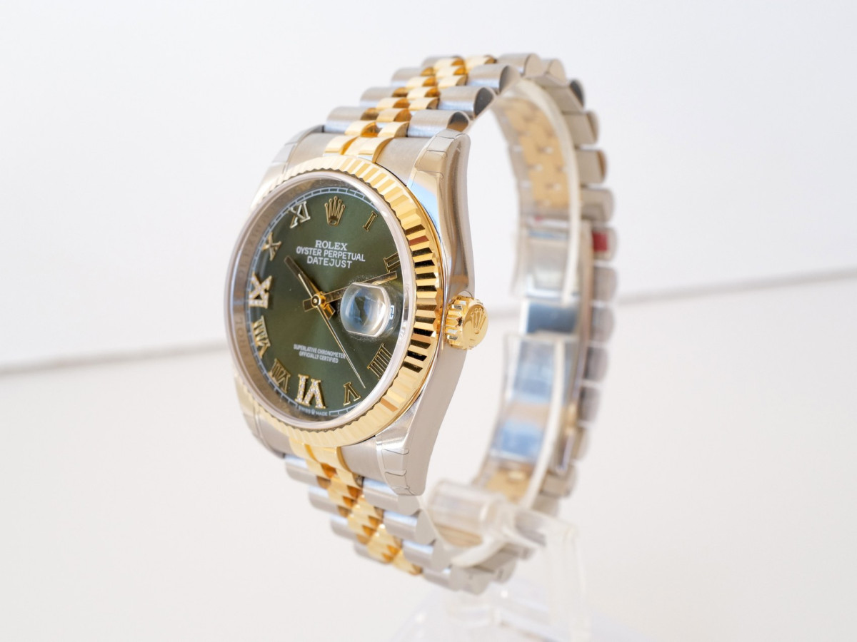 Швейцарський годинник Rolex Datejust 36 Jubilee Steel 18K Yellow Gold Green Diamond Dial