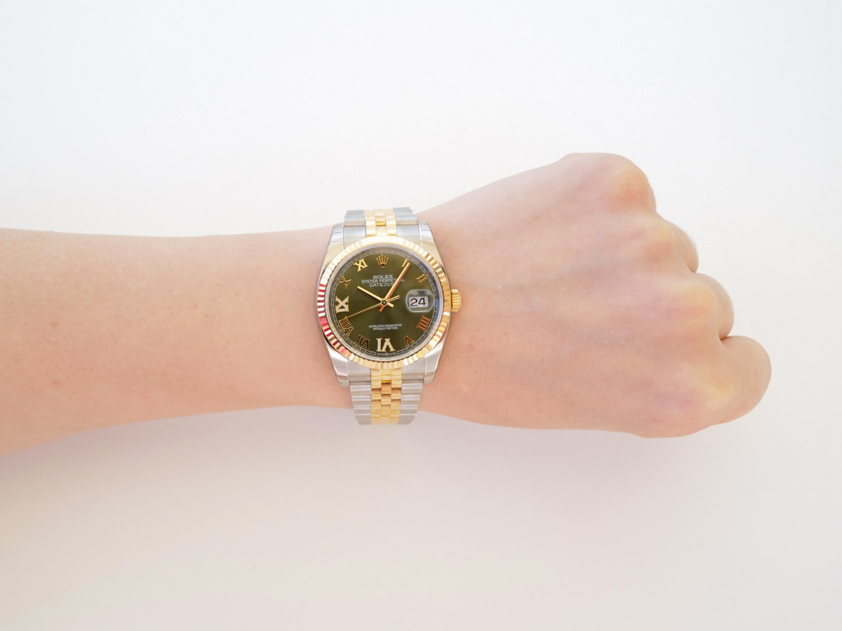 Швейцарський годинник Rolex Datejust 36 Jubilee Steel 18K Yellow Gold Green Diamond Dial
