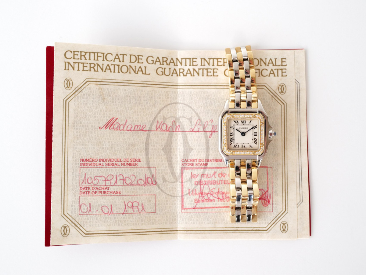 Швейцарський годинник Cartier Panthere Quartz Gold Steel Diamonds