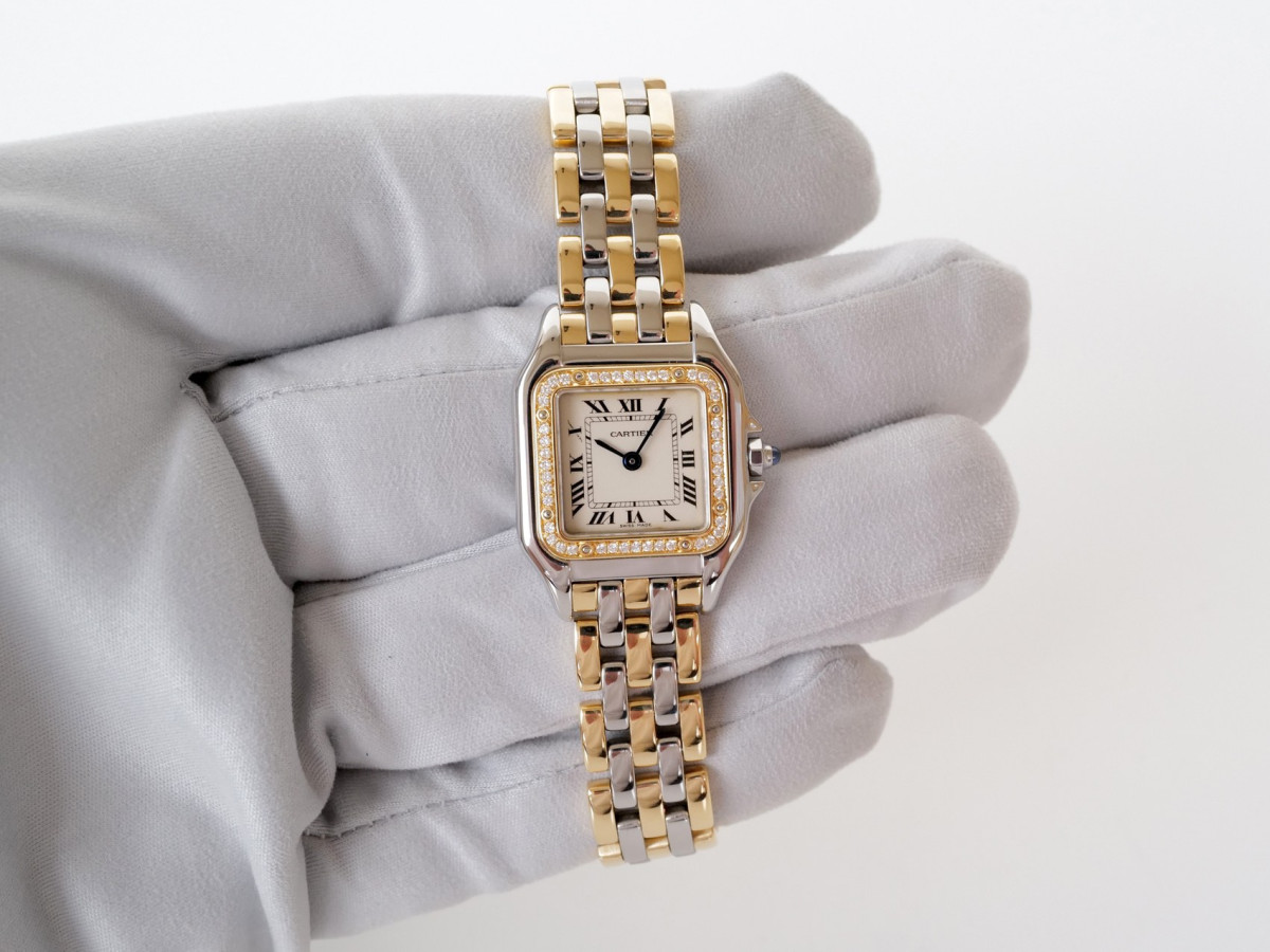 Швейцарський годинник Cartier Panthere Quartz Gold Steel Diamonds