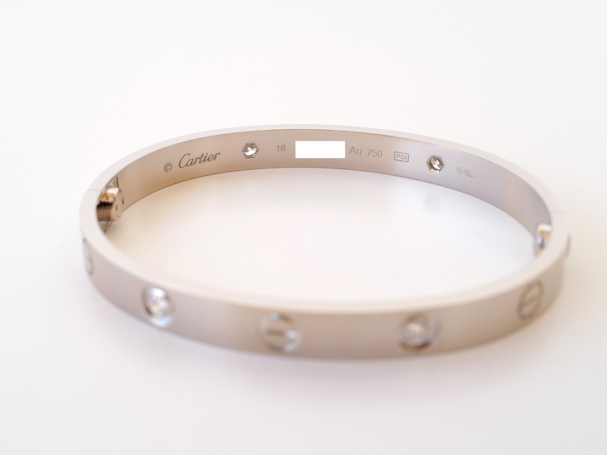 Швейцарський годинник Cartier Love Bracelet Classic Model 18K White Gold 4 Diamonds Size 16