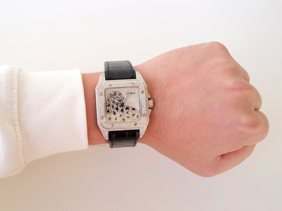 Swiss watch Cartier Santos 100 Custom Diamonds 41