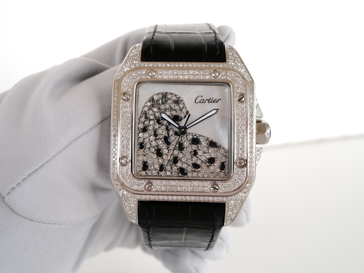 Swiss watch Cartier Santos 100 Custom Diamonds 41