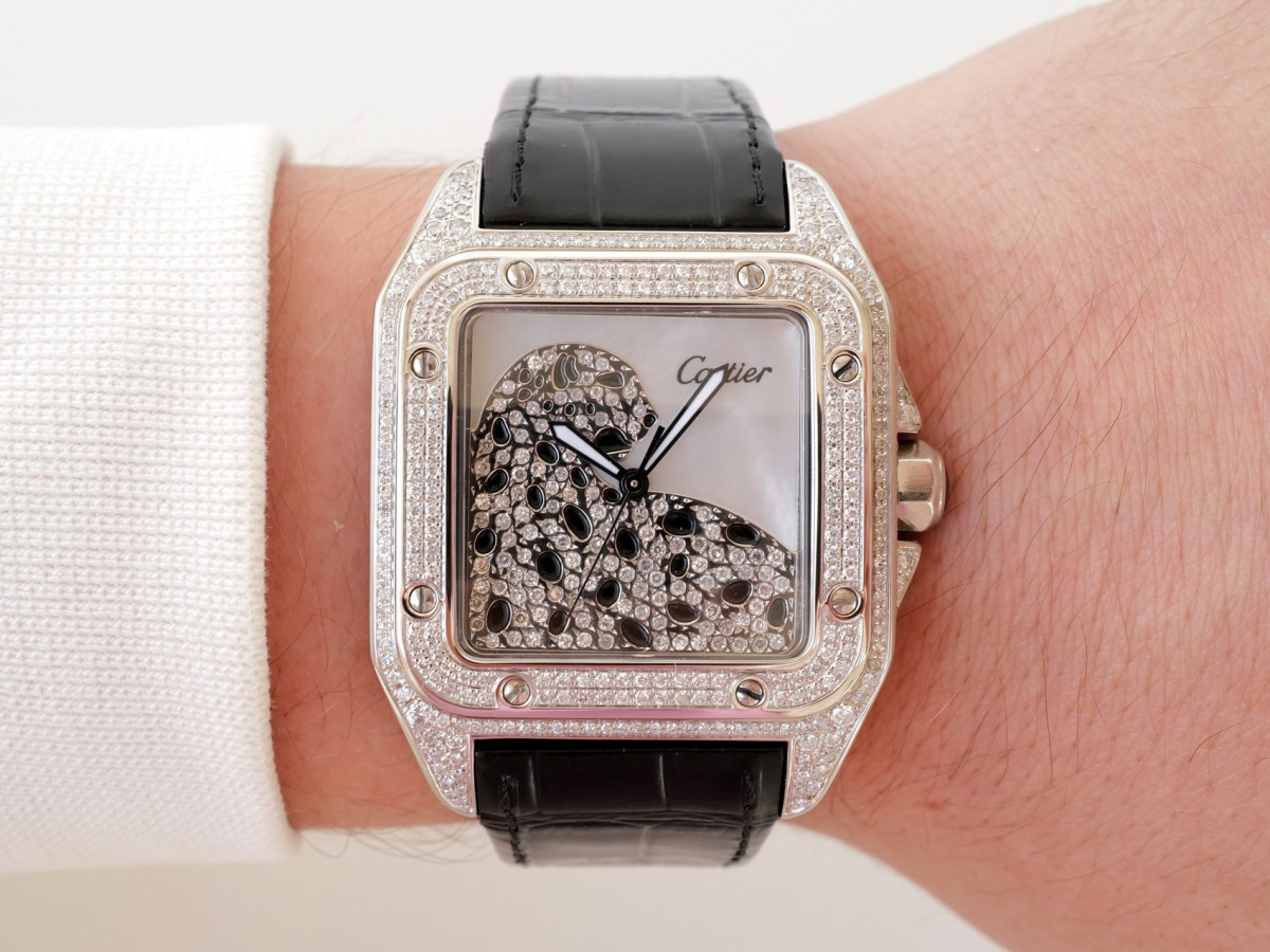 Swiss watch Cartier Santos 100 Custom Diamonds 41