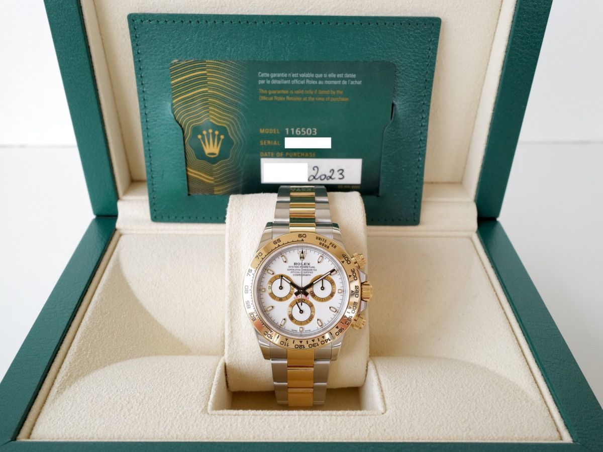 Швейцарские часы Rolex Cosmograph Daytona 18K Yellow Gold Steel White Dial 40