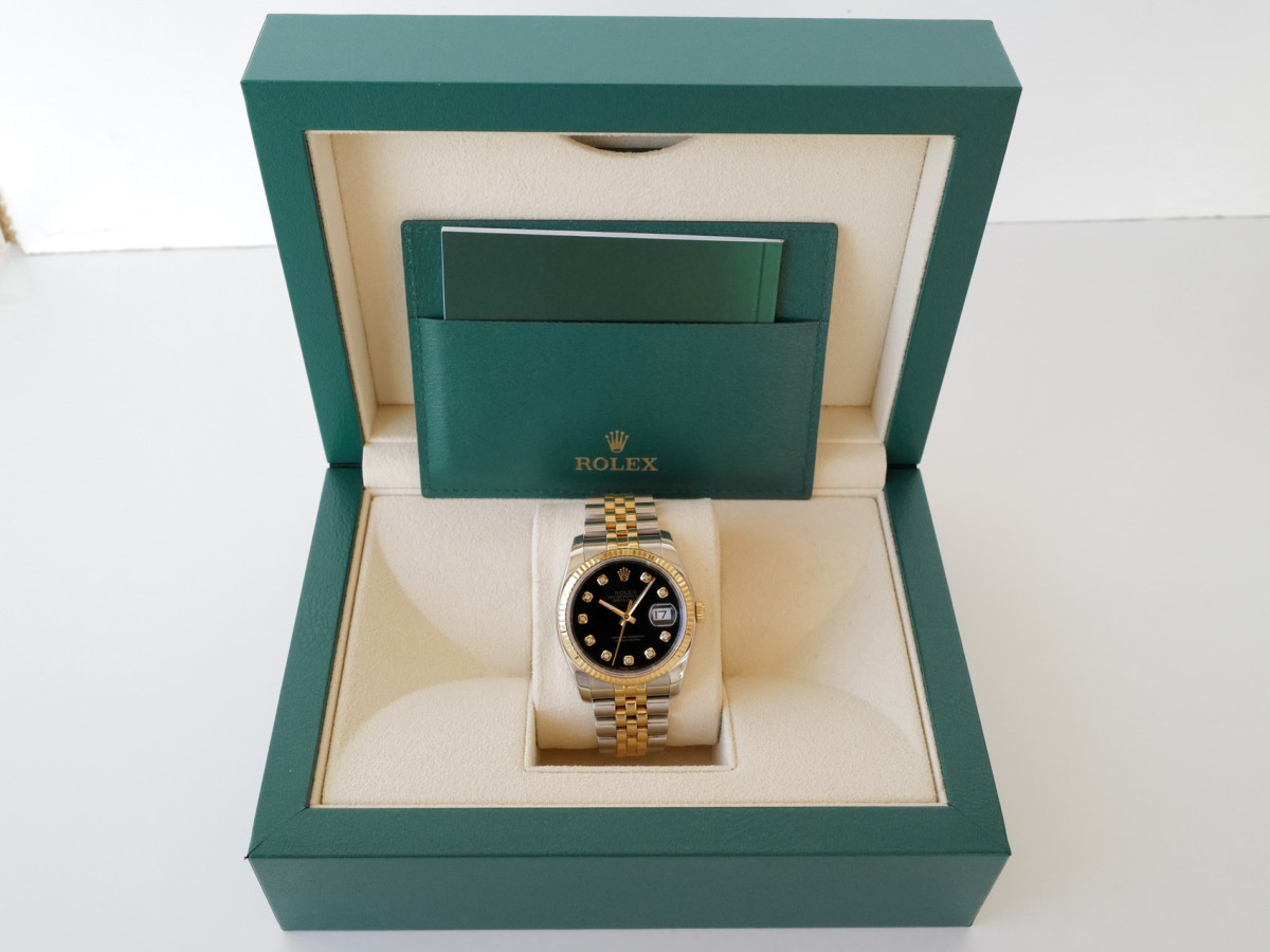 Швейцарские часы Rolex Datejust 36 Jubilee Steel 18K Yellow Gold Black Diamond Dial