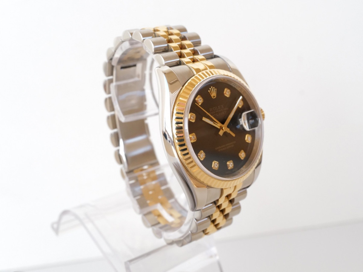 Швейцарские часы Rolex Datejust 36 Jubilee Steel 18K Yellow Gold Black Diamond Dial