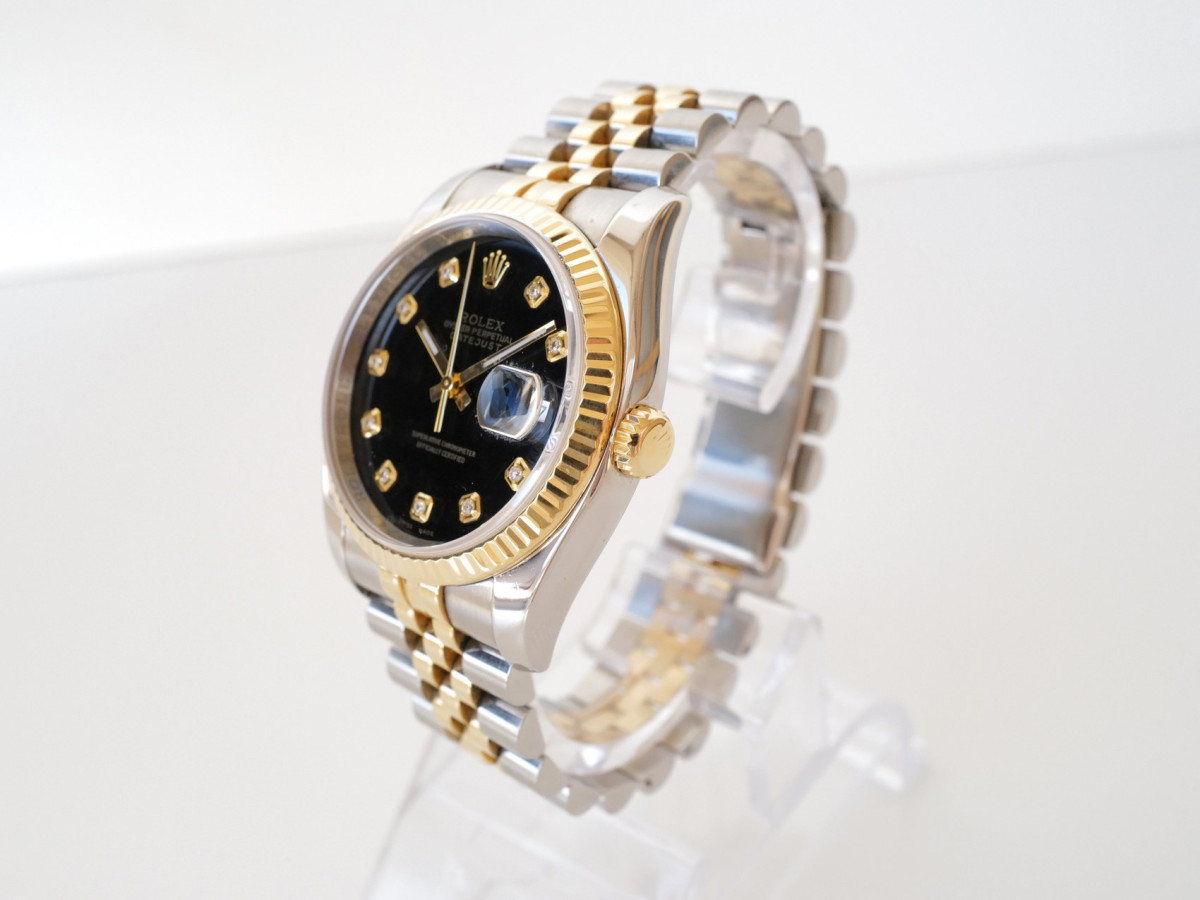 Швейцарские часы Rolex Datejust 36 Jubilee Steel 18K Yellow Gold Black Diamond Dial