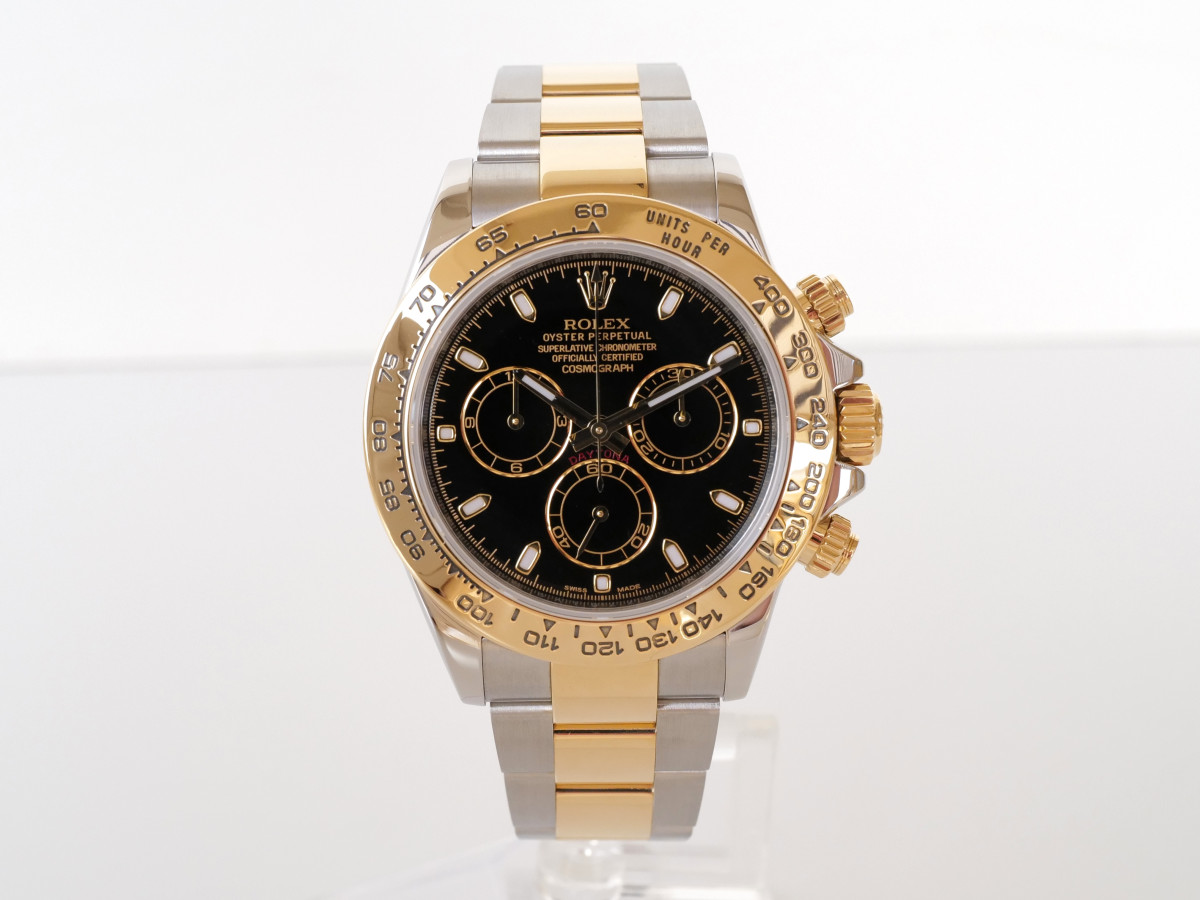 Швейцарские часы Rolex Cosmograph Daytona 18K Yellow Gold Steel Black Dial 40