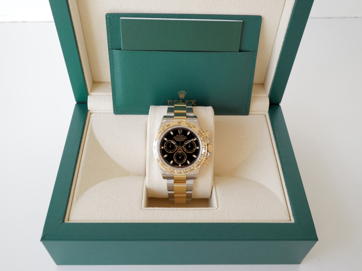 Швейцарские часы Rolex Cosmograph Daytona 18K Yellow Gold Steel Black Dial 40