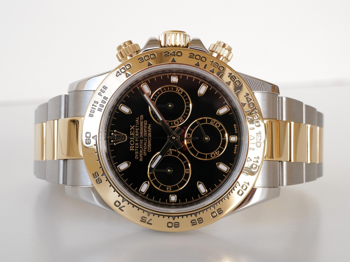 Швейцарские часы Rolex Cosmograph Daytona 18K Yellow Gold Steel Black Dial 40
