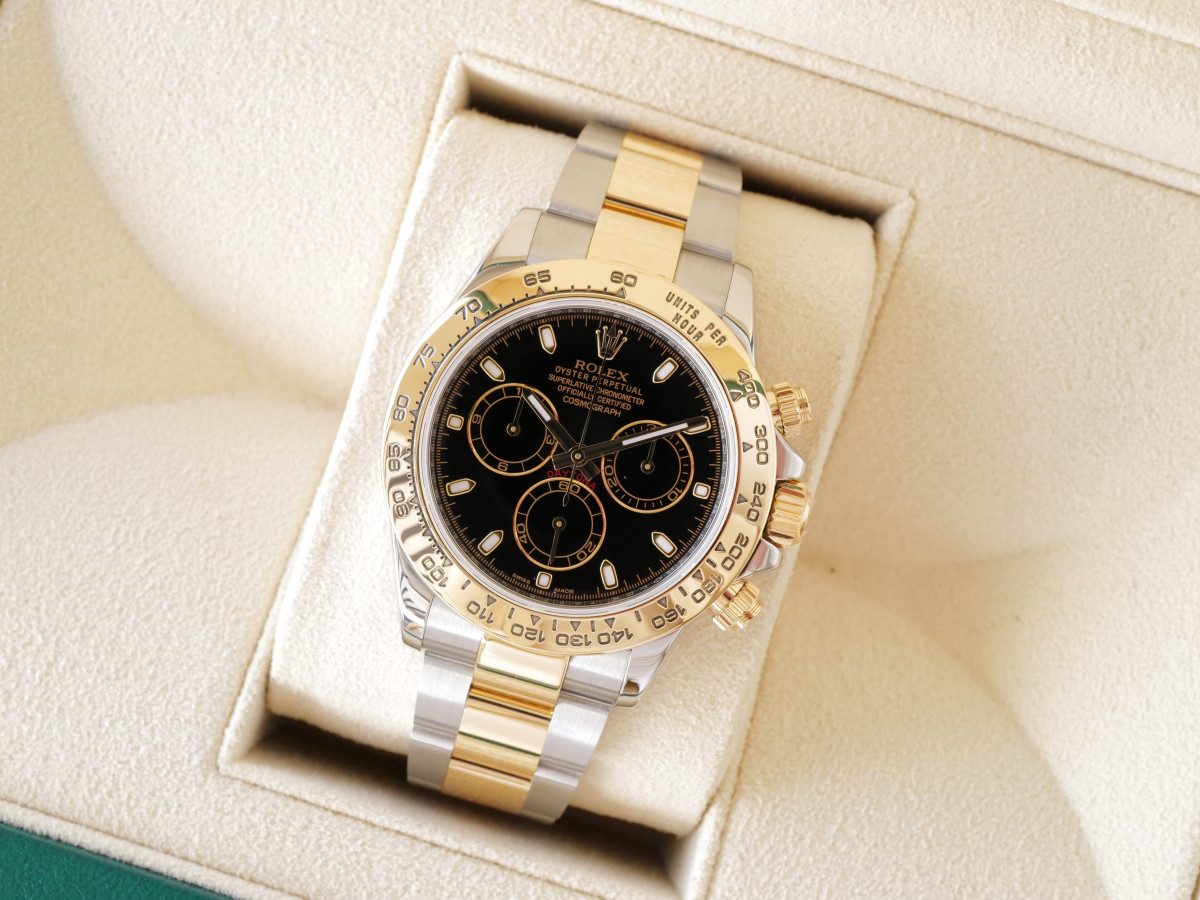 Швейцарские часы Rolex Cosmograph Daytona 18K Yellow Gold Steel Black Dial 40