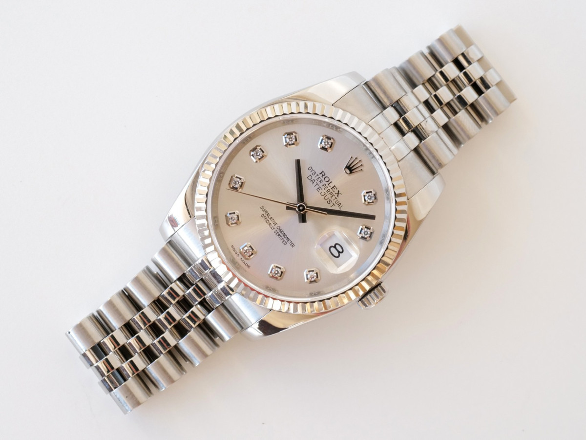 Швейцарський годинник Rolex Datejust 36 Jubilee Steel Silver Diamond Dial