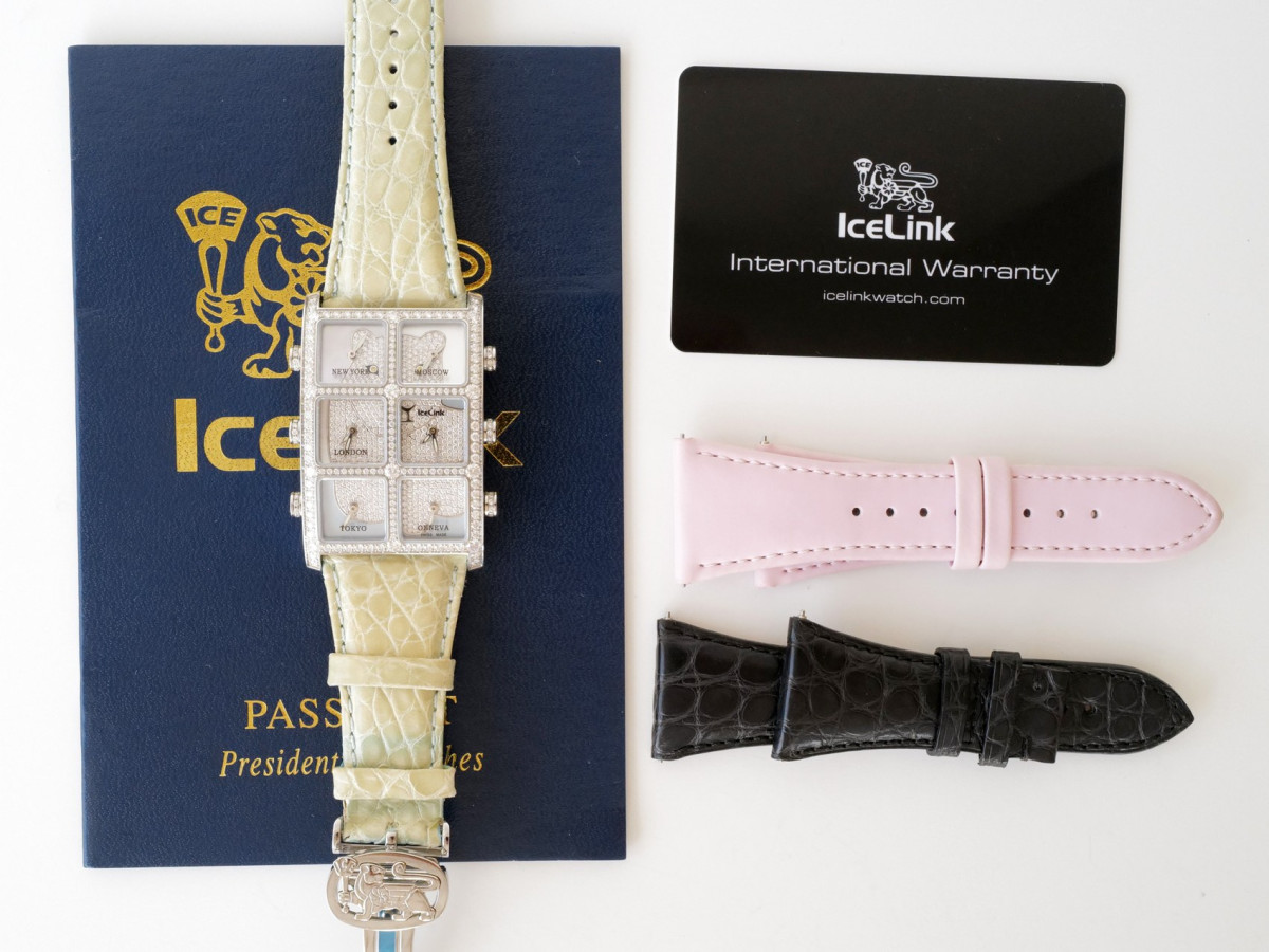 Швейцарские часы IceLink Senator Six Time Zone Lion Diamonds 5,5ct