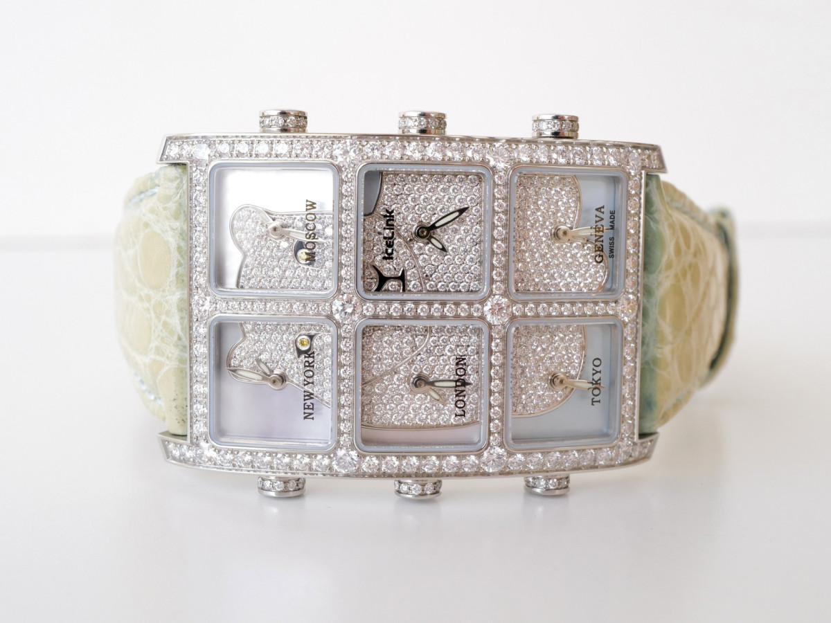 Швейцарские часы IceLink Senator Six Time Zone Lion Diamonds 5,5ct