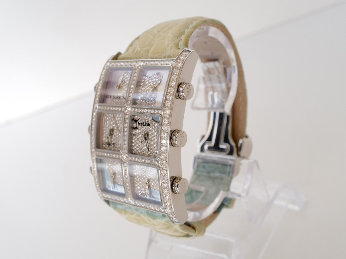 Швейцарские часы IceLink Senator Six Time Zone Lion Diamonds 5,5ct