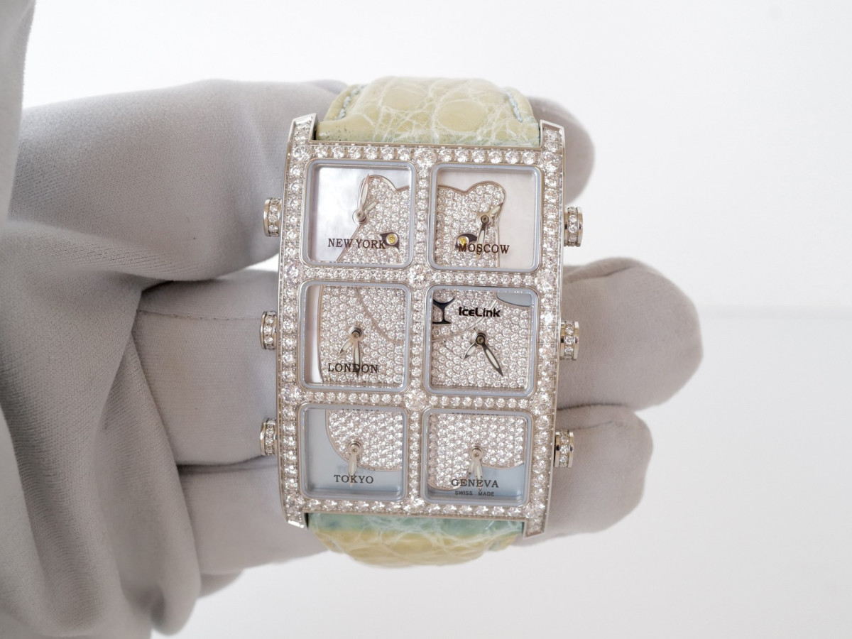 Швейцарские часы IceLink Senator Six Time Zone Lion Diamonds 5,5ct