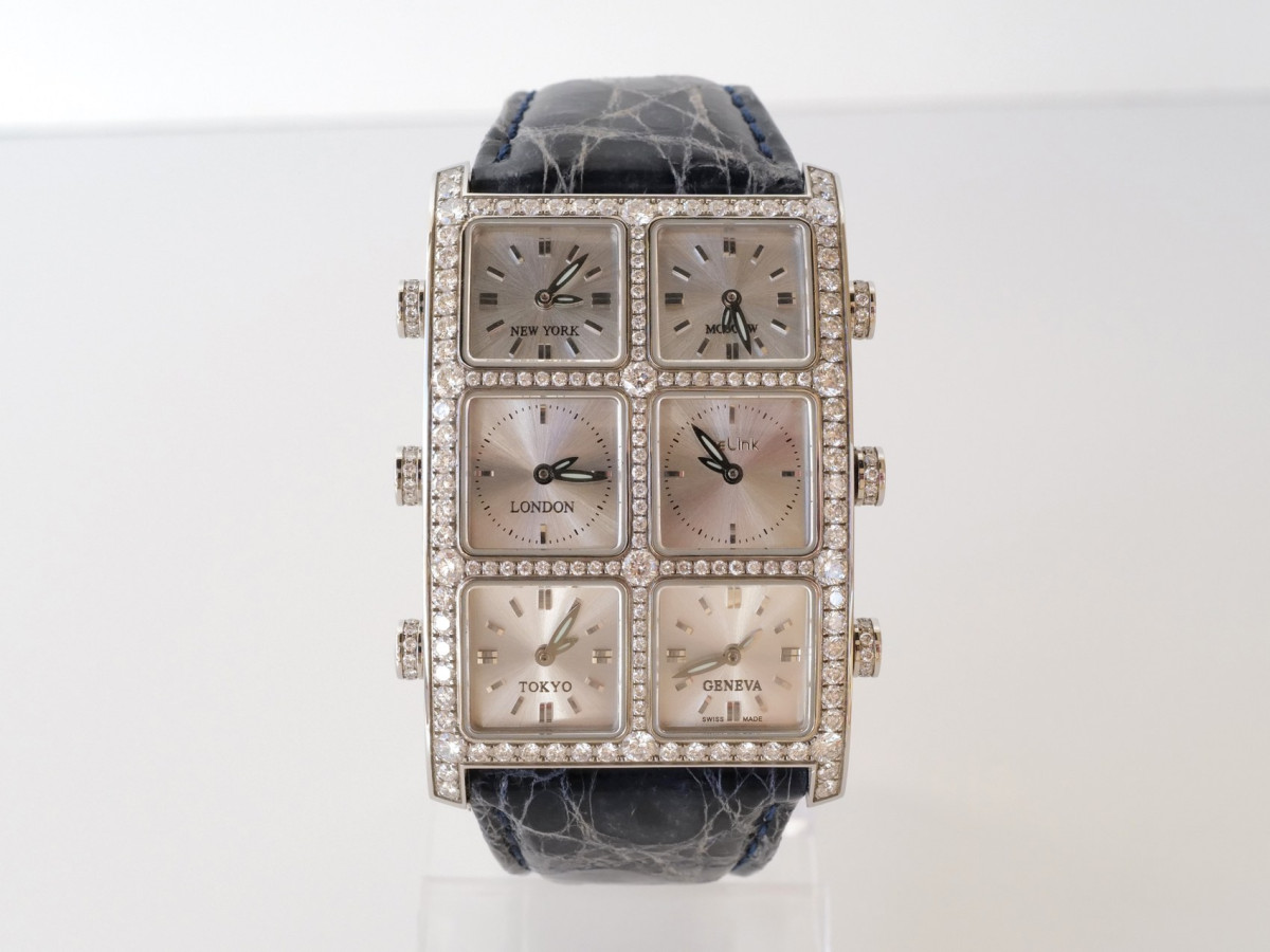 Швейцарские часы IceLink Senator Six Time Zone Iced Diamonds 5,5ct