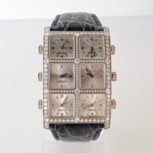 Swiss watch IceLink Senator Six Time Zone Iced Diamonds 5,5ct