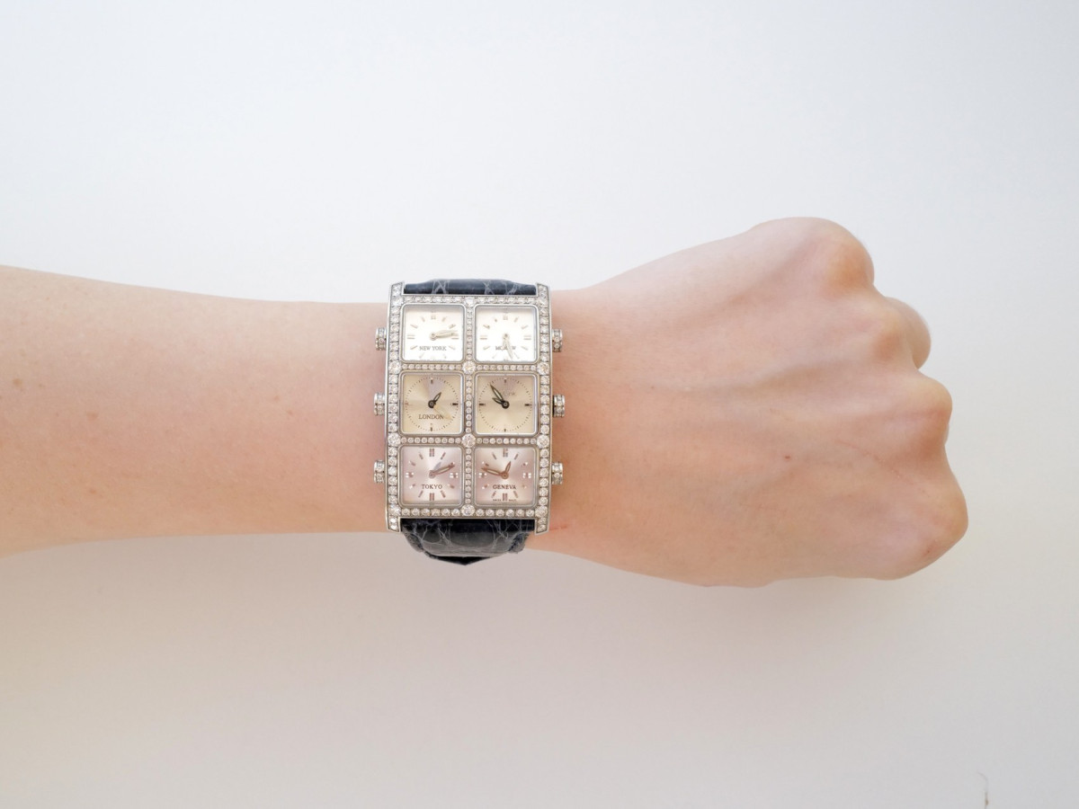 Швейцарские часы IceLink Senator Six Time Zone Iced Diamonds 5,5ct