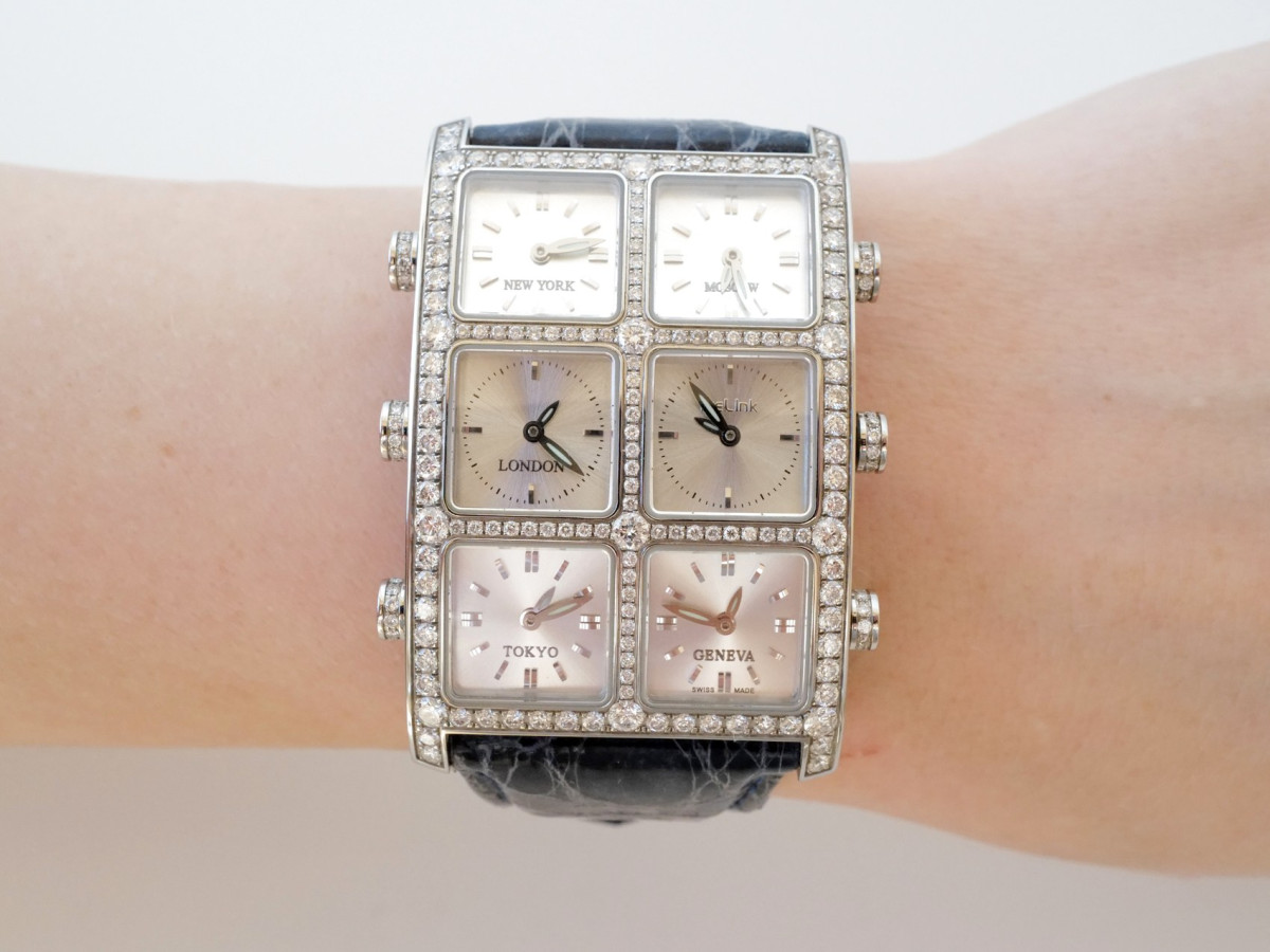 Швейцарские часы IceLink Senator Six Time Zone Iced Diamonds 5,5ct