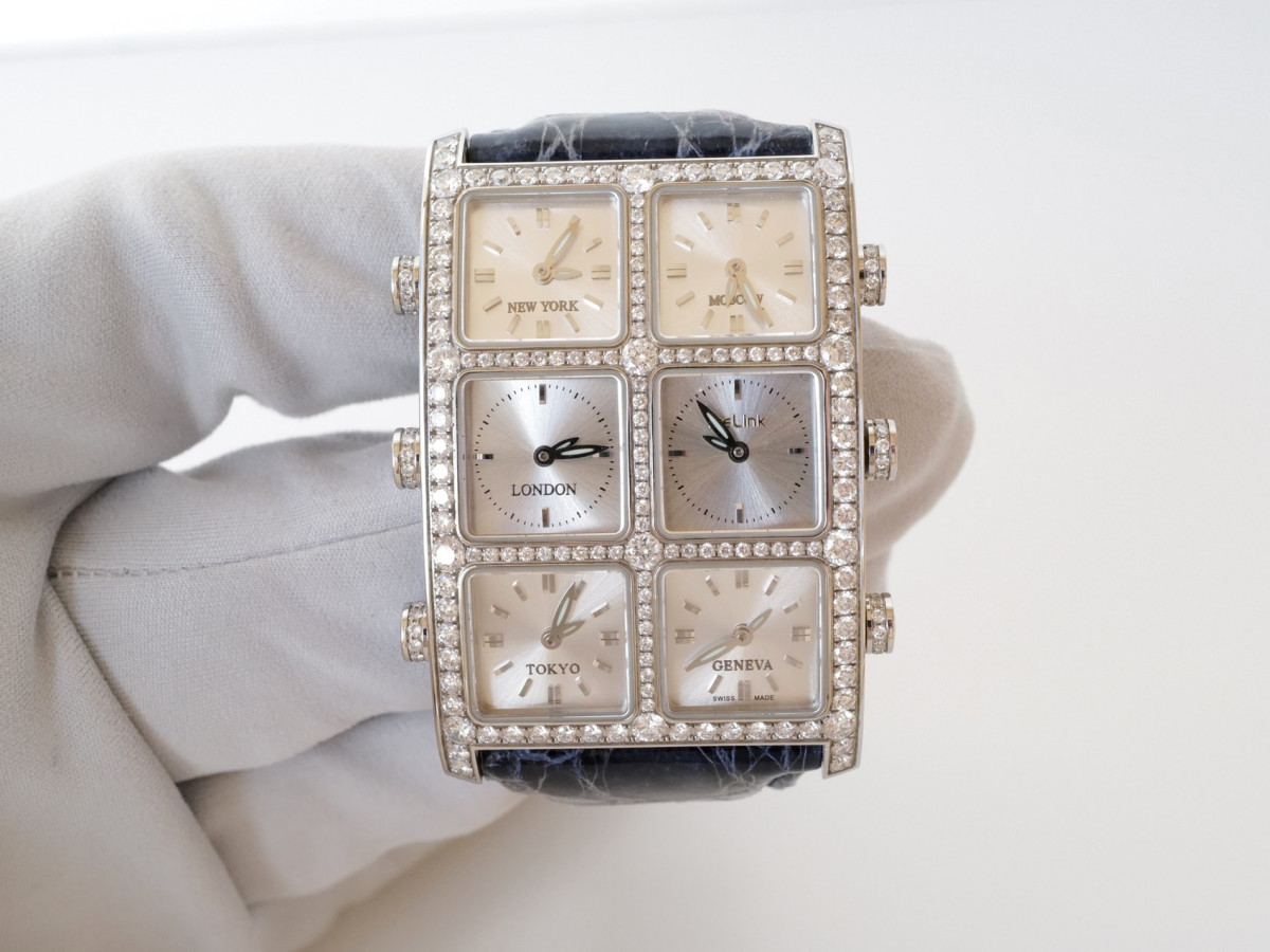 Швейцарские часы IceLink Senator Six Time Zone Iced Diamonds 5,5ct