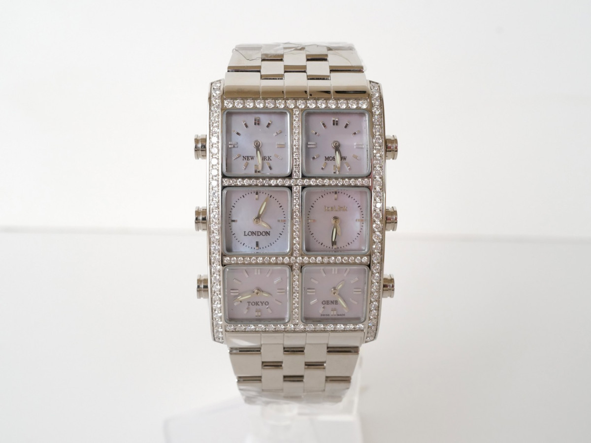 Швейцарские часы IceLink Senator Six Time Zone Iced Diamonds 5,5ct