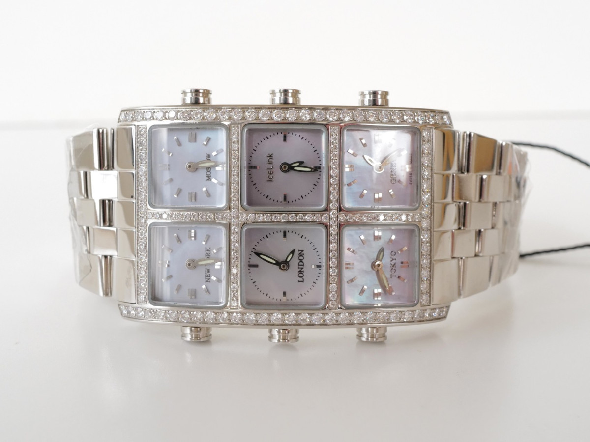 Швейцарские часы IceLink Senator Six Time Zone Iced Diamonds 5,5ct
