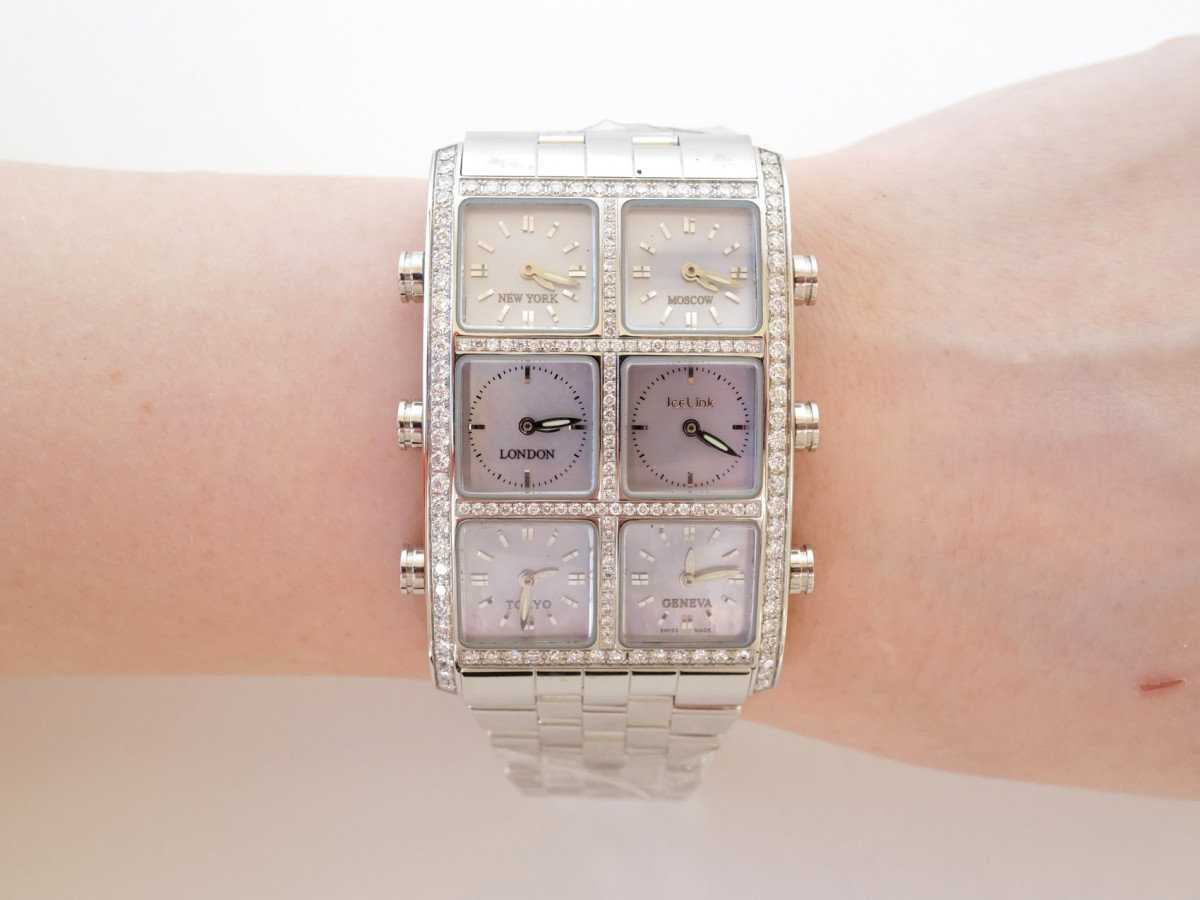 Швейцарские часы IceLink Senator Six Time Zone Iced Diamonds 5,5ct