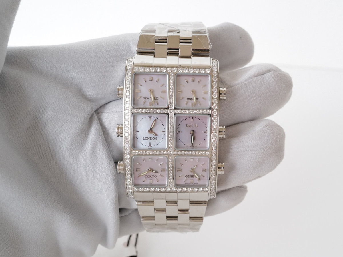 Швейцарские часы IceLink Senator Six Time Zone Iced Diamonds 5,5ct