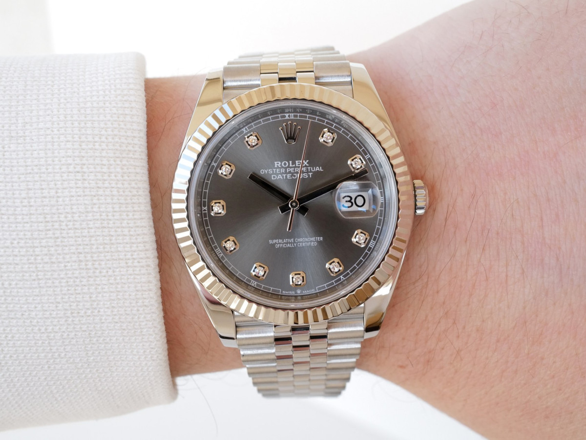 Швейцарський годинник Rolex Datejust 41 Jubilee Rhodium Diamond Dial (2024)