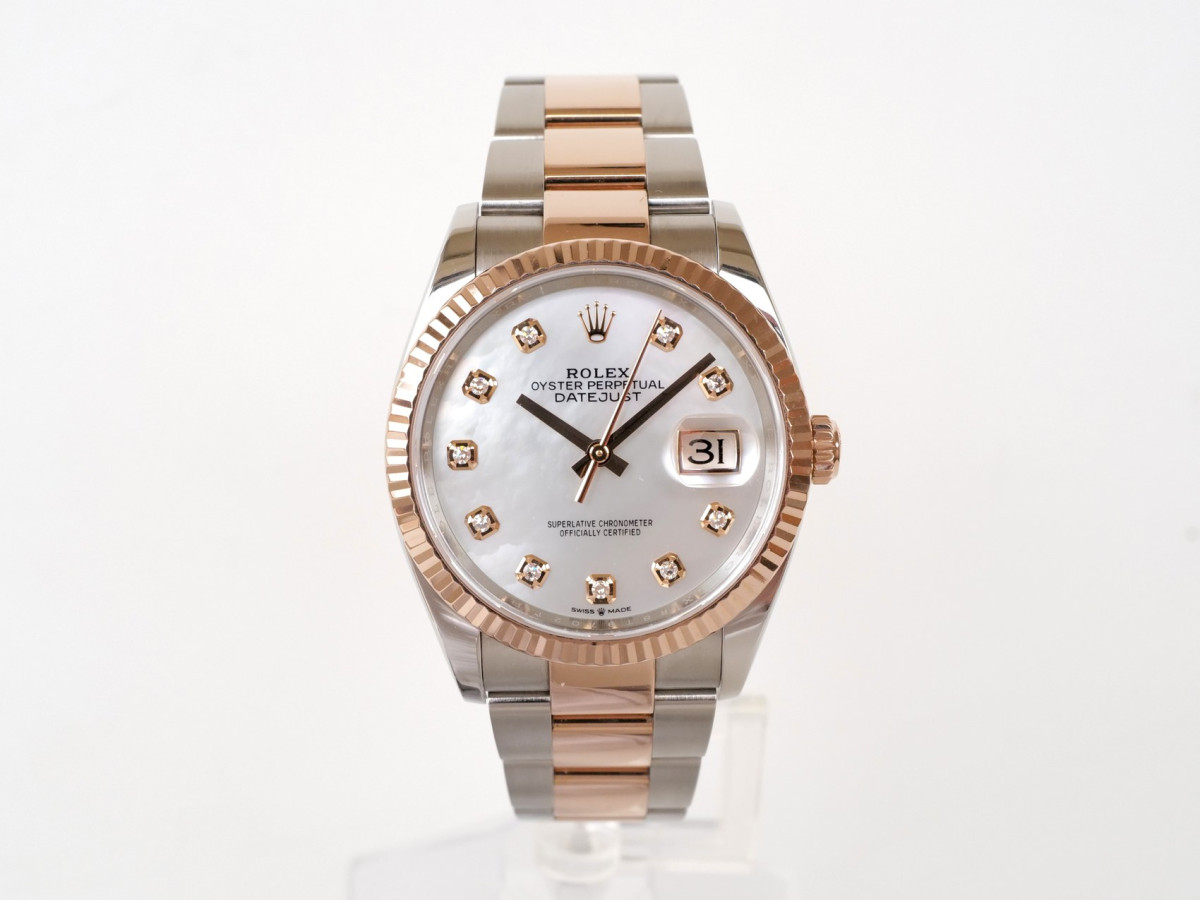 Швейцарские часы Rolex Datejust 36 Oyster Steel 18K Rose Gold MOP Diamond Dial (2023)