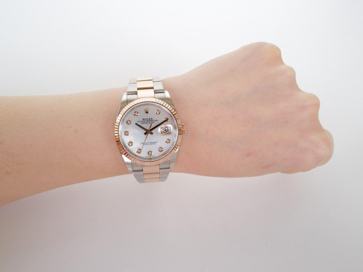 Швейцарские часы Rolex Datejust 36 Oyster Steel 18K Rose Gold MOP Diamond Dial (2023)