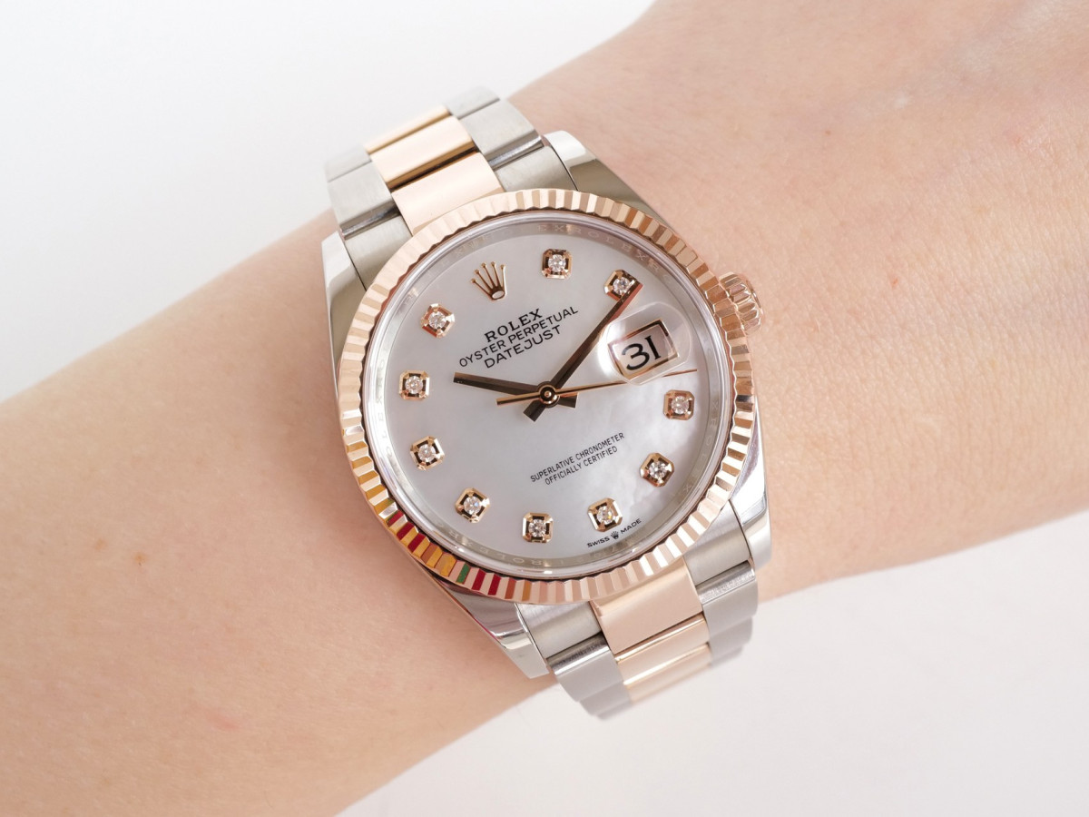 Швейцарские часы Rolex Datejust 36 Oyster Steel 18K Rose Gold MOP Diamond Dial (2023)