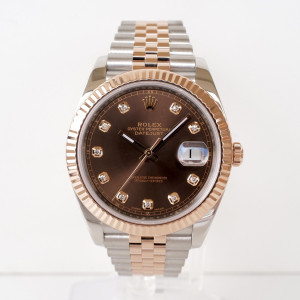 Швейцарские часы Rolex Datejust 41 Jubilee Steel 18K Rose Gold Chocolate Brown Diamond Dial