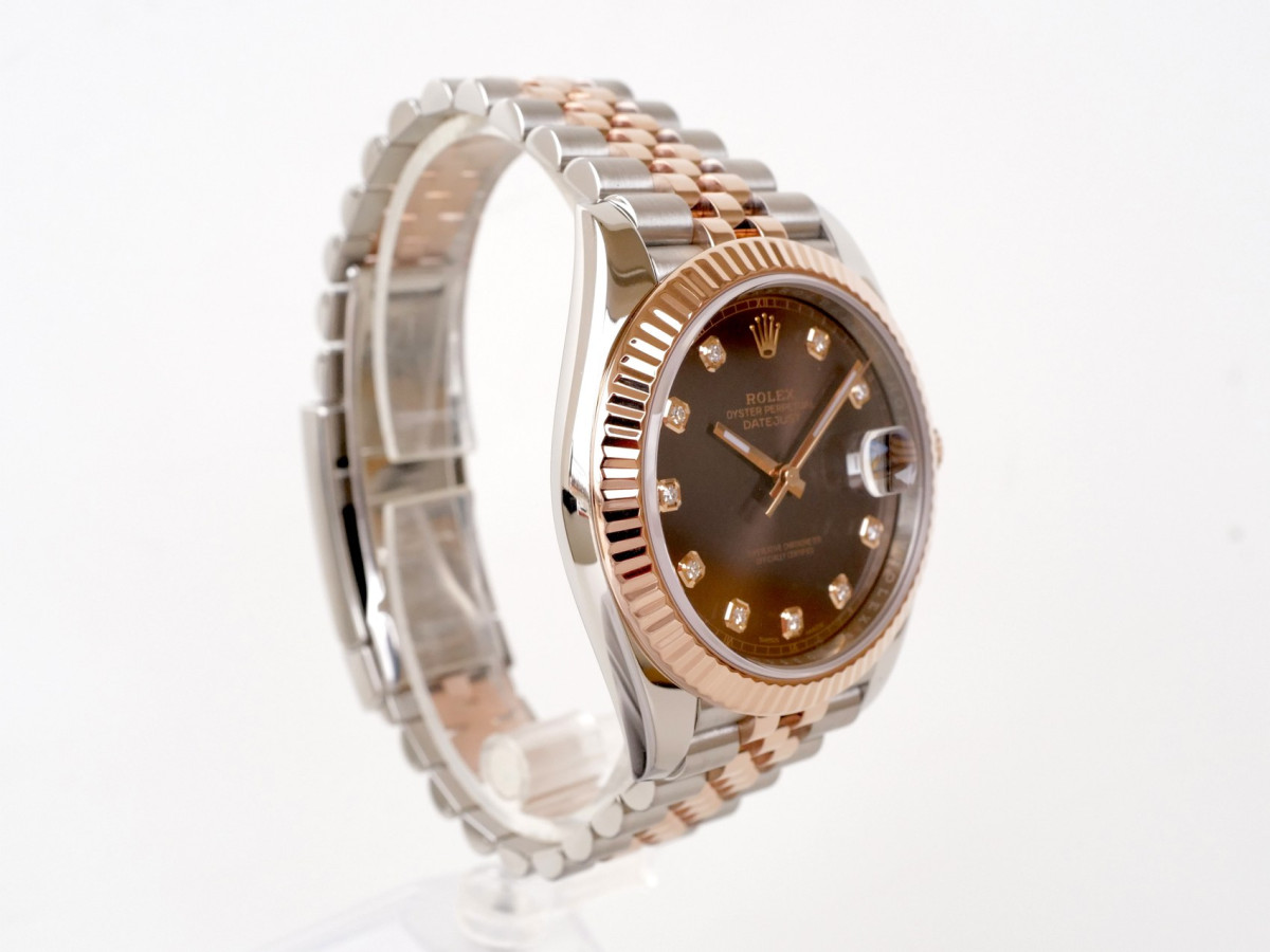 Швейцарские часы Rolex Datejust 41 Jubilee Steel 18K Rose Gold Chocolate Brown Diamond Dial