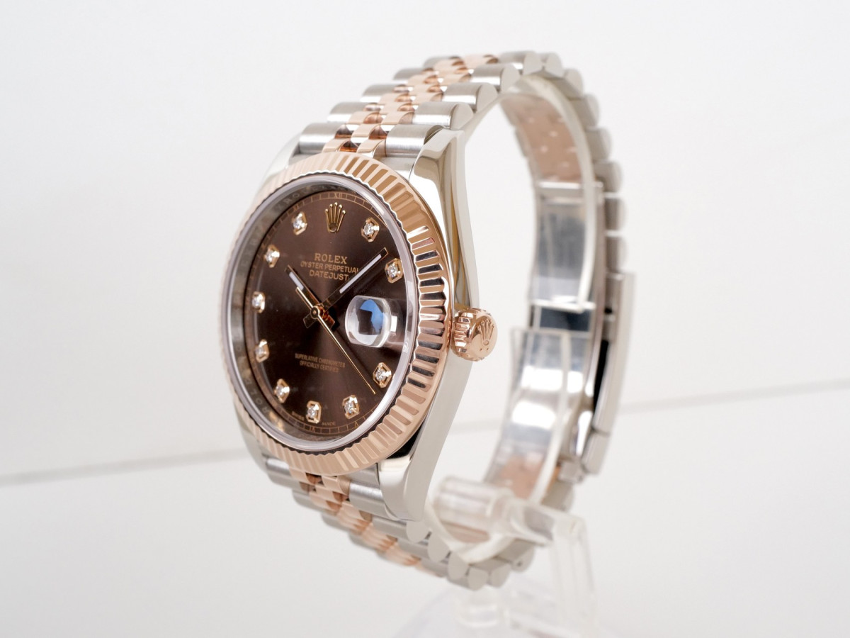 Швейцарские часы Rolex Datejust 41 Jubilee Steel 18K Rose Gold Chocolate Brown Diamond Dial