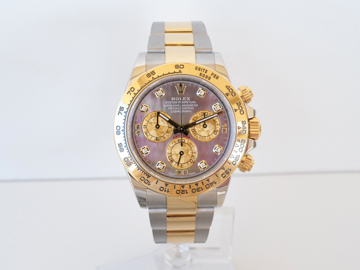 Швейцарские часы Rolex Cosmograph Daytona 18K Yellow Gold Steel Tahiti MOP Diamond Dial 40