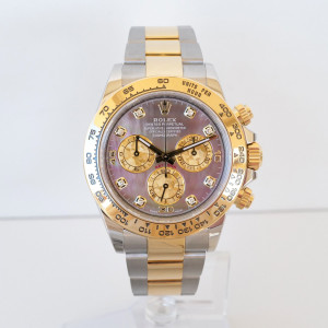 Швейцарские часы Rolex Cosmograph Daytona 18K Yellow Gold Steel Tahiti MOP Diamond Dial 40