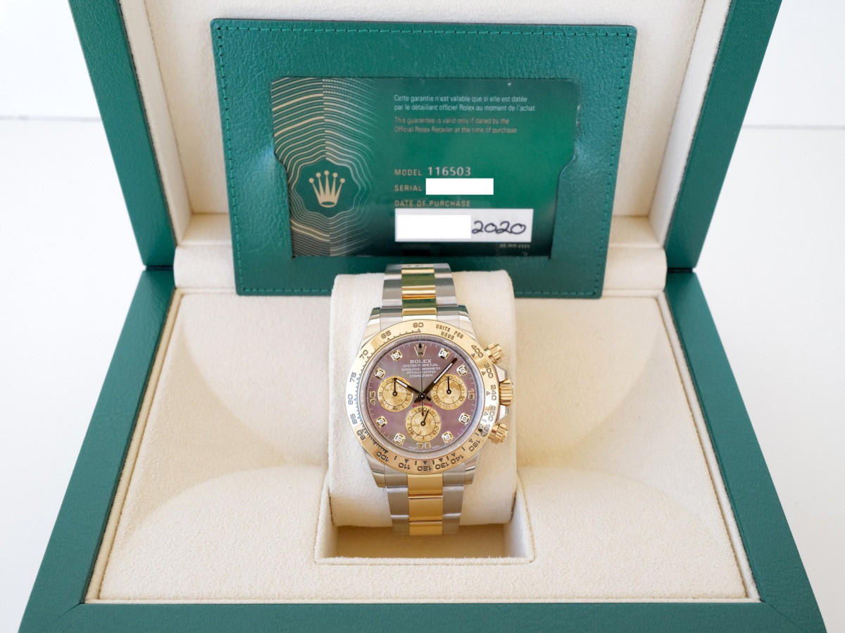 Швейцарские часы Rolex Cosmograph Daytona 18K Yellow Gold Steel Tahiti MOP Diamond Dial 40