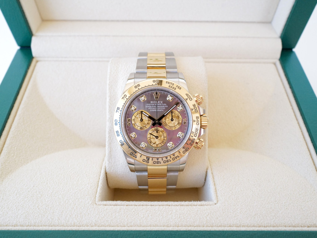 Швейцарские часы Rolex Cosmograph Daytona 18K Yellow Gold Steel Tahiti MOP Diamond Dial 40