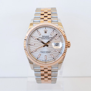 Швейцарские часы Rolex Datejust 36 Jubilee Steel 18K Rose Gold Silver Motif Dial (2023)