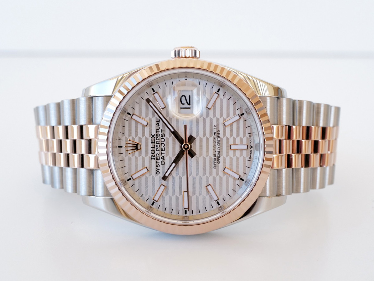 Швейцарские часы Rolex Datejust 36 Jubilee Steel 18K Rose Gold Silver Motif Dial (2023)