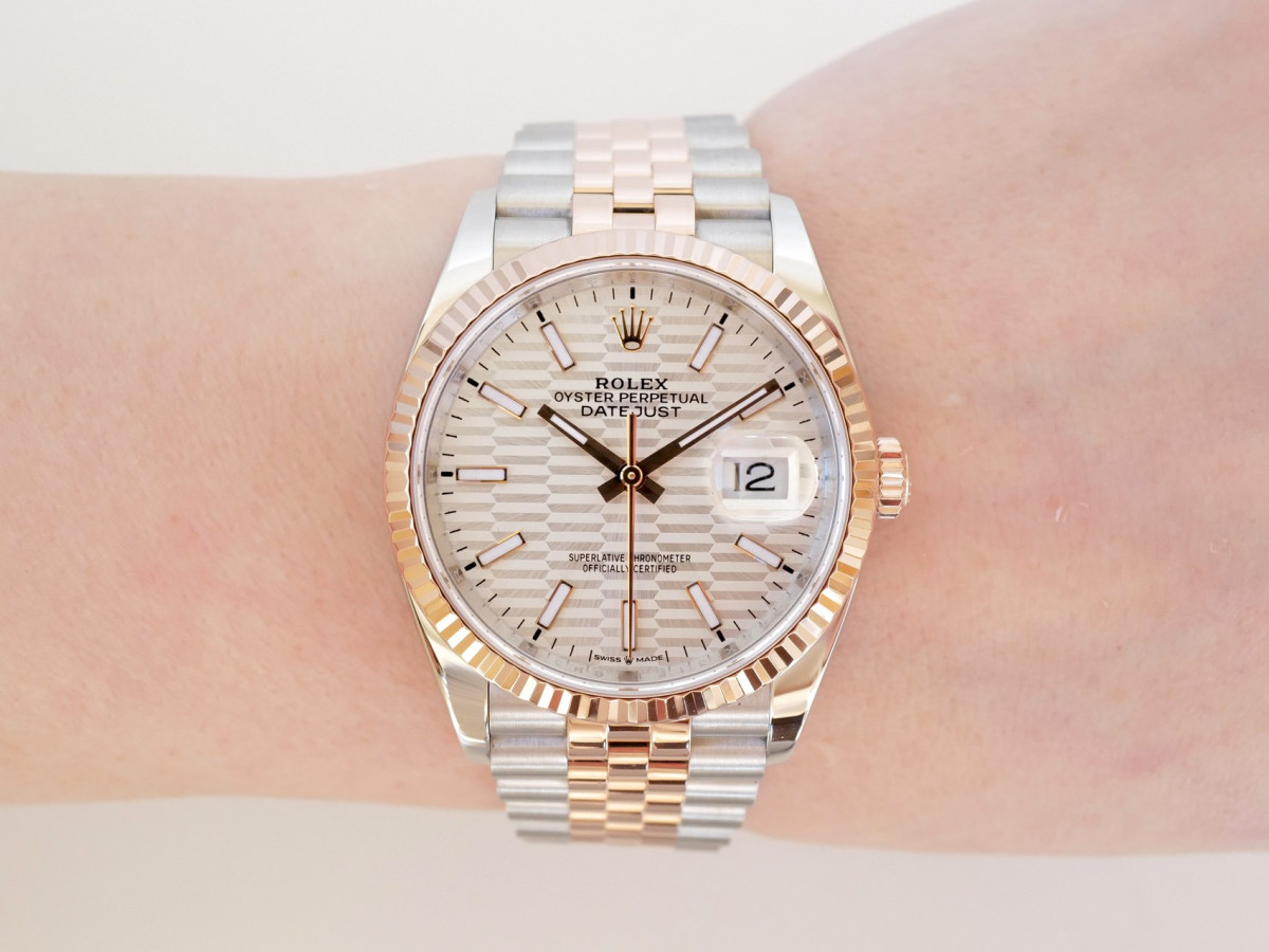 Швейцарские часы Rolex Datejust 36 Jubilee Steel 18K Rose Gold Silver Motif Dial (2023)