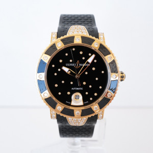 Швейцарские часы Ulysse Nardin Lady Diver Starry Night 18K Rose Gold Diamond Black Dial 40