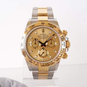 Швейцарские часы Rolex Cosmograph Daytona 18K Yellow Gold Steel Champagne Dial 40 (2020)
