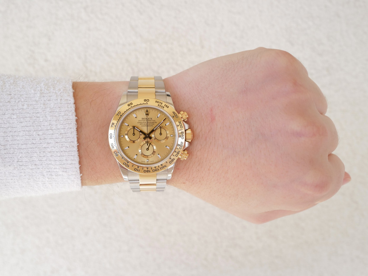 Швейцарские часы Rolex Cosmograph Daytona 18K Yellow Gold Steel Champagne Dial 40 (2020)