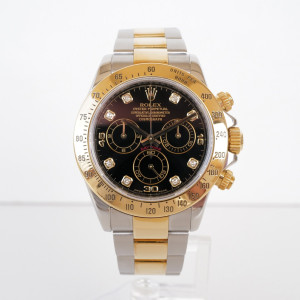 Swiss watch Rolex Cosmograph Daytona 18K Yellow Gold Steel Black Diamond Dial 40