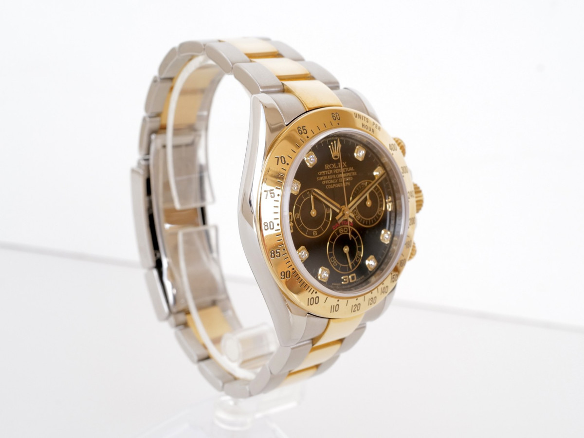 Swiss watch Rolex Cosmograph Daytona 18K Yellow Gold Steel Black Diamond Dial 40