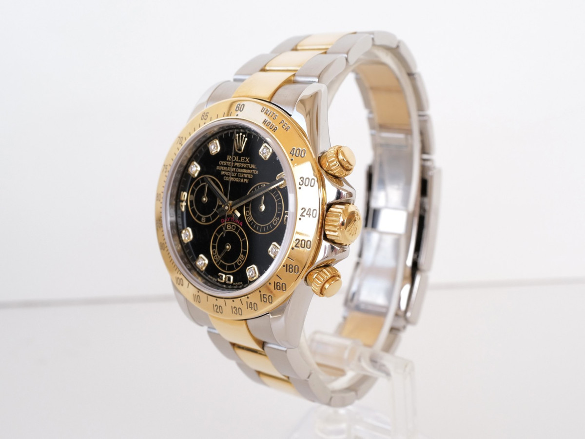 Swiss watch Rolex Cosmograph Daytona 18K Yellow Gold Steel Black Diamond Dial 40